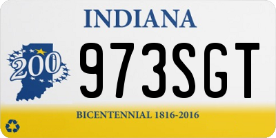 IN license plate 973SGT