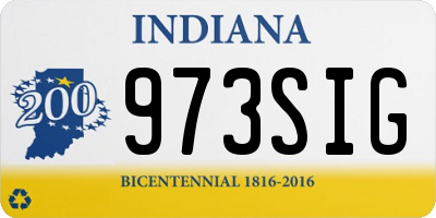IN license plate 973SIG