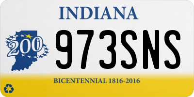 IN license plate 973SNS