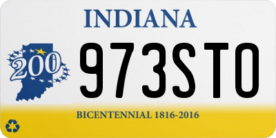 IN license plate 973STO