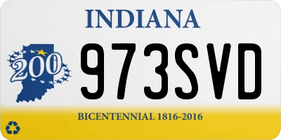 IN license plate 973SVD