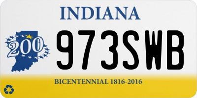 IN license plate 973SWB