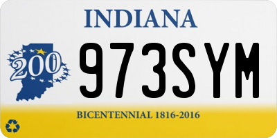 IN license plate 973SYM