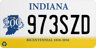 IN license plate 973SZD