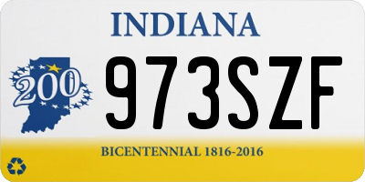 IN license plate 973SZF