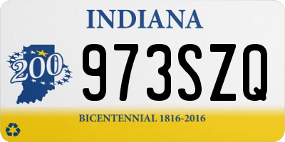 IN license plate 973SZQ