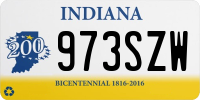 IN license plate 973SZW