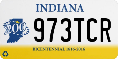 IN license plate 973TCR