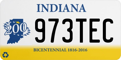 IN license plate 973TEC