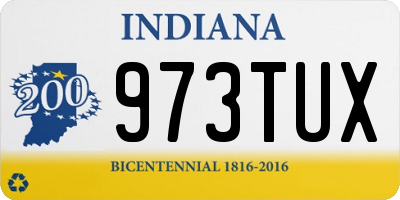IN license plate 973TUX