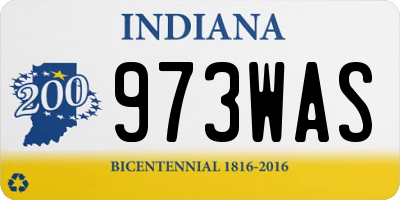IN license plate 973WAS