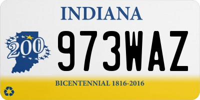 IN license plate 973WAZ