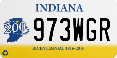 IN license plate 973WGR
