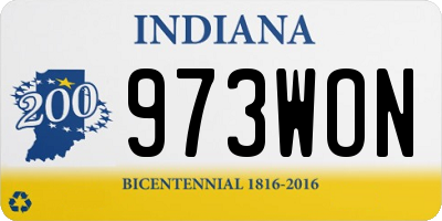 IN license plate 973WON