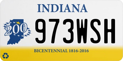IN license plate 973WSH