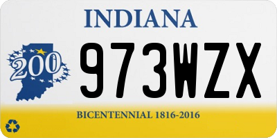IN license plate 973WZX