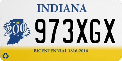 IN license plate 973XGX