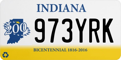 IN license plate 973YRK