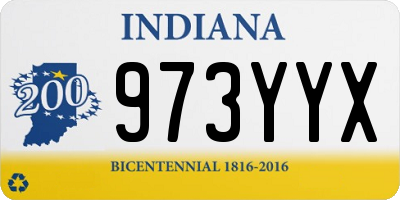 IN license plate 973YYX