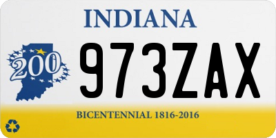 IN license plate 973ZAX