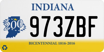 IN license plate 973ZBF