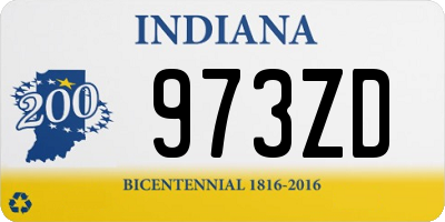 IN license plate 973ZD