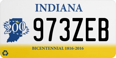 IN license plate 973ZEB