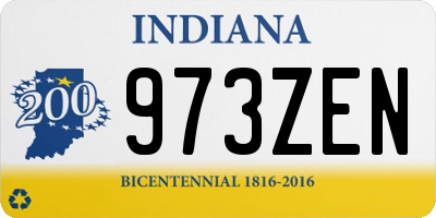 IN license plate 973ZEN