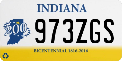 IN license plate 973ZGS