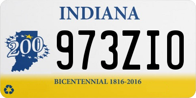 IN license plate 973ZIO