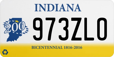 IN license plate 973ZLO