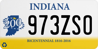 IN license plate 973ZSO
