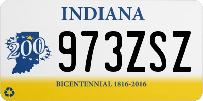 IN license plate 973ZSZ