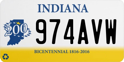 IN license plate 974AVW