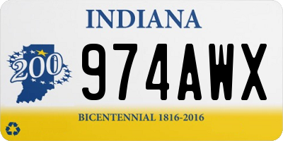 IN license plate 974AWX
