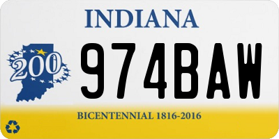 IN license plate 974BAW