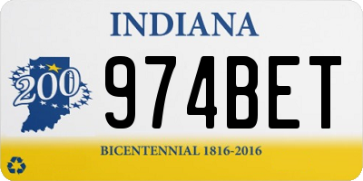 IN license plate 974BET