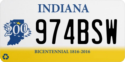 IN license plate 974BSW