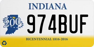 IN license plate 974BUF