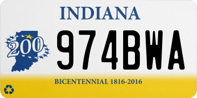 IN license plate 974BWA