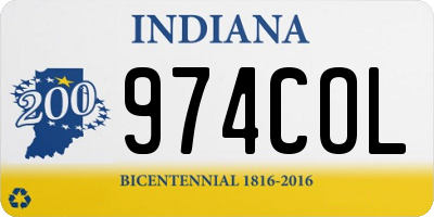 IN license plate 974COL