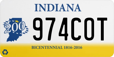 IN license plate 974COT