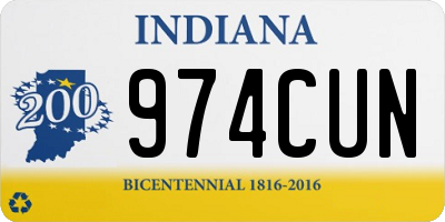 IN license plate 974CUN