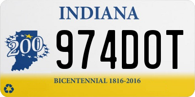 IN license plate 974DOT