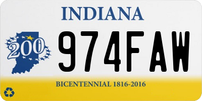 IN license plate 974FAW