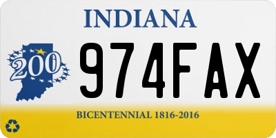 IN license plate 974FAX