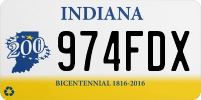 IN license plate 974FDX