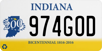 IN license plate 974GOD