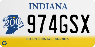 IN license plate 974GSX