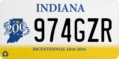 IN license plate 974GZR